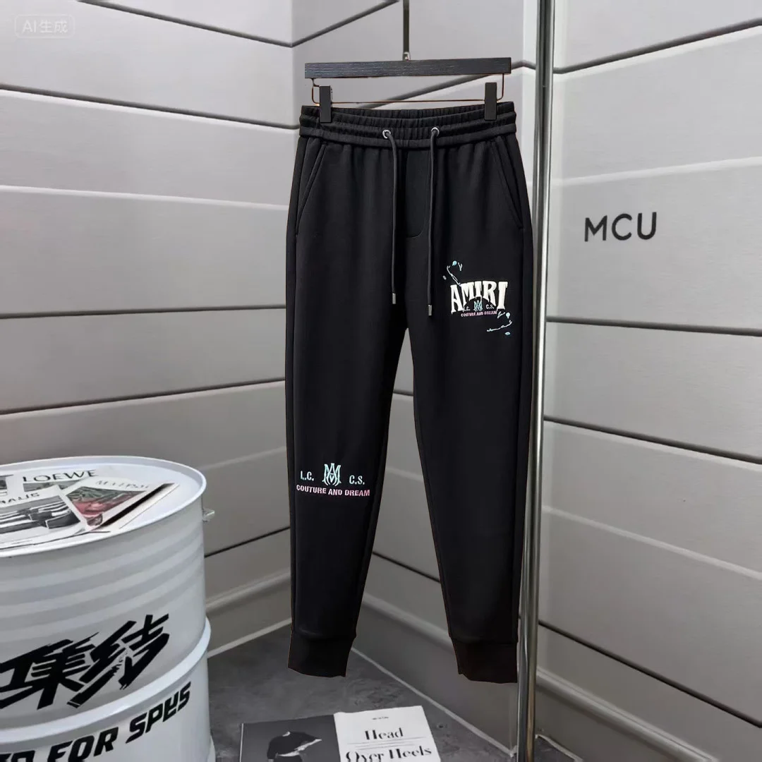 Amiri 2025 Autumn Winter Black Casual Pants with Classic Logo