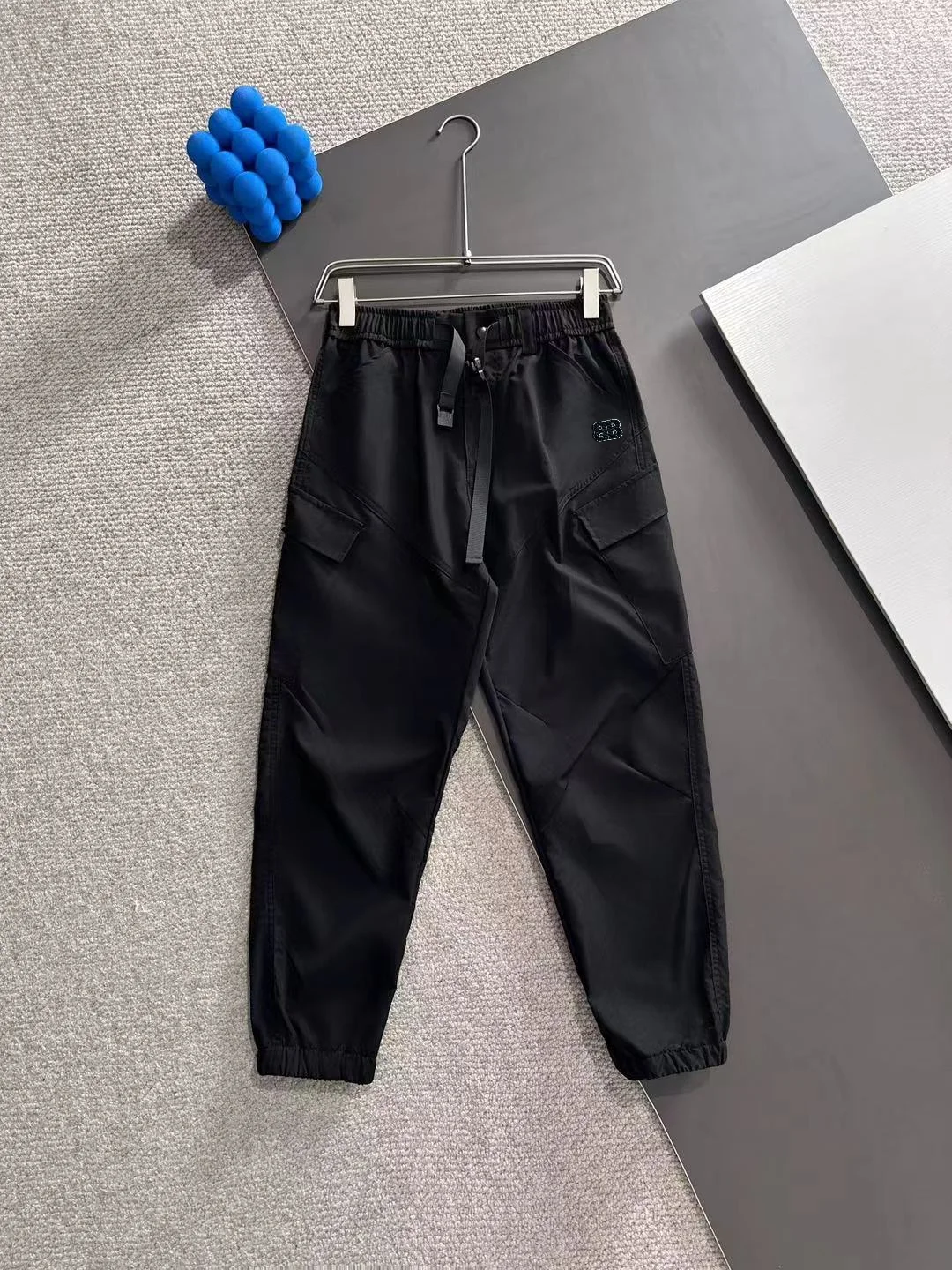 Balenciaga 2025 Spring Summer New Black Elastic-Waist Cuffed Pants & High-Quality