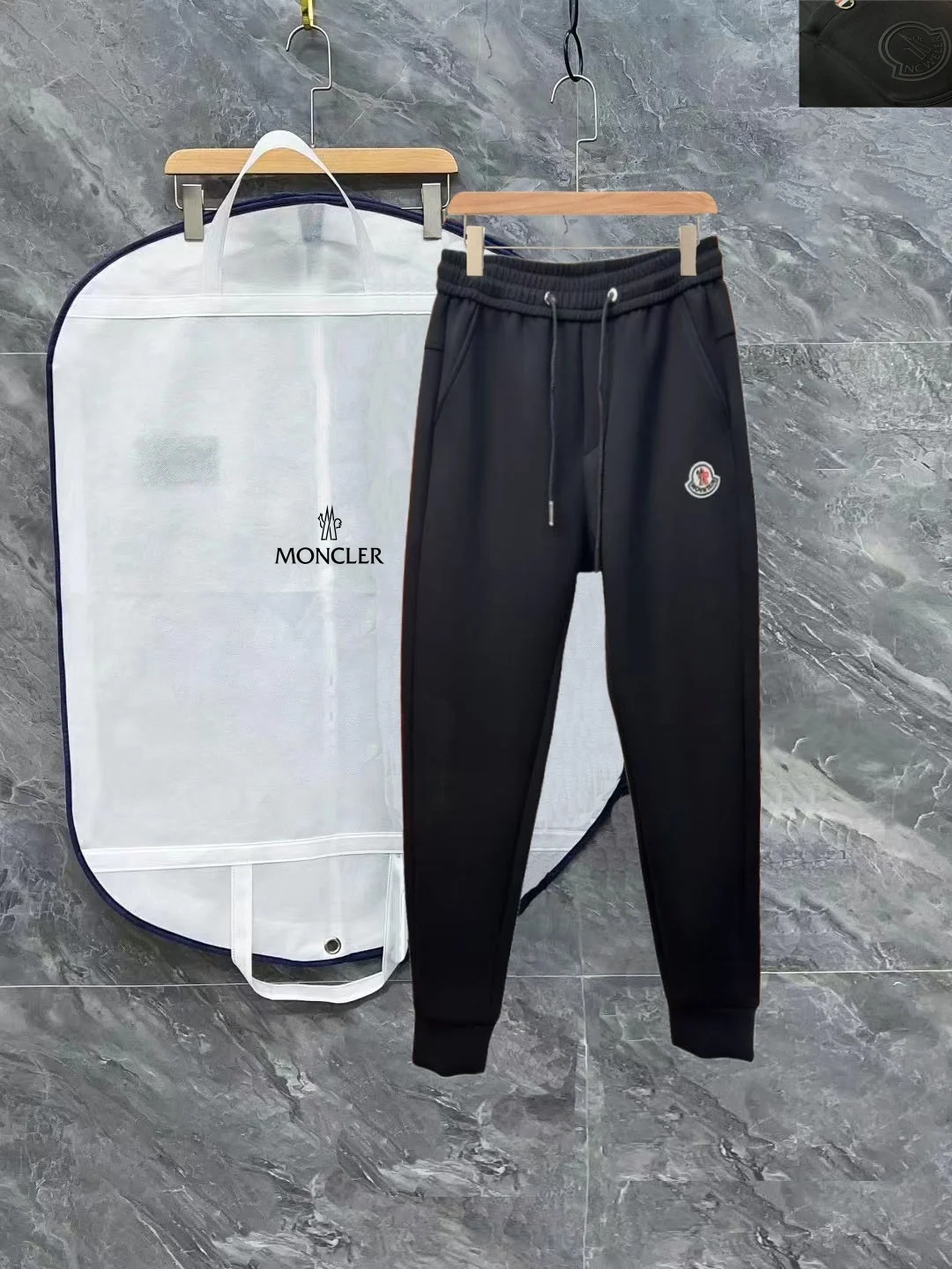 Moncler 2025 New Men's Black Casual Sweatpants with 3D Logo