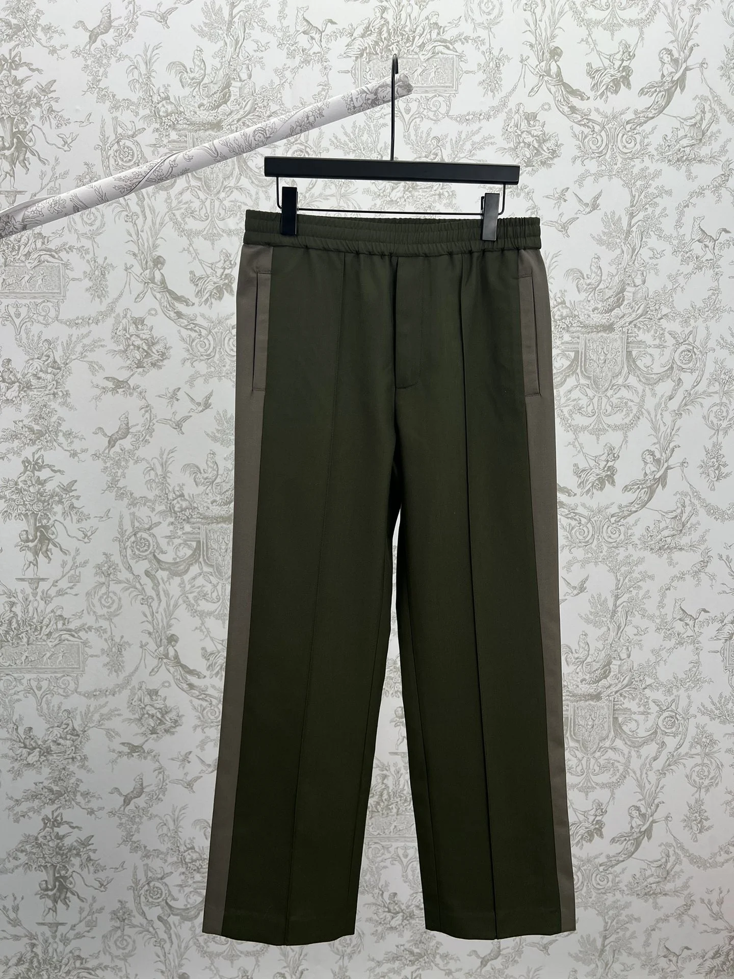 Gucci 24SS Olive Green Sport Pants with Khaki Side-Panel