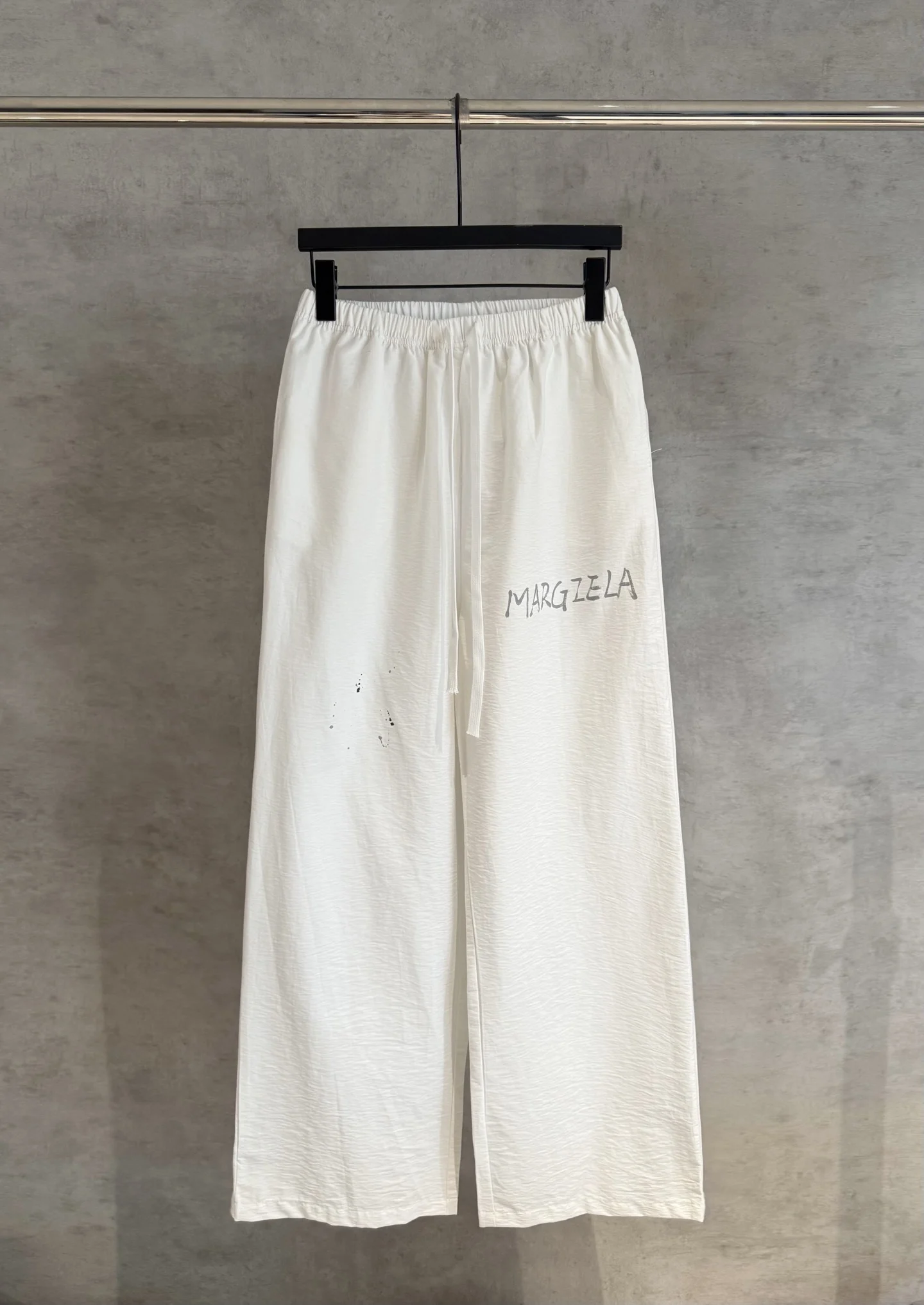 Maison Margiela New White Straight-Leg Pants with Hand-Painted Splatter Ink