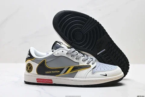 Nike Air Jordan1 x Travis Scott Reverse Hook DIY Custom Low-top Basketball Shoes