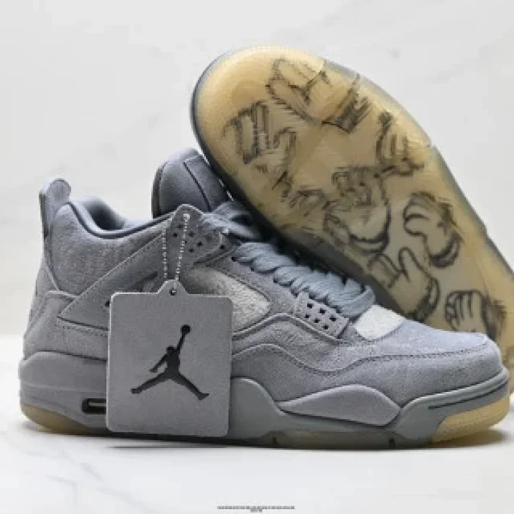 Nike Air Jordan 4 GS "Linen" White Beige With Light Blue Accents