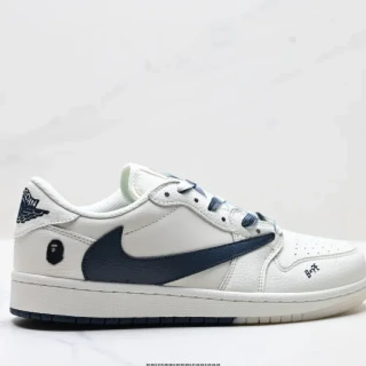 Nike Air Jordan1 Travis Scott Reverse Swoosh DIY Custom Low-Top Shoes