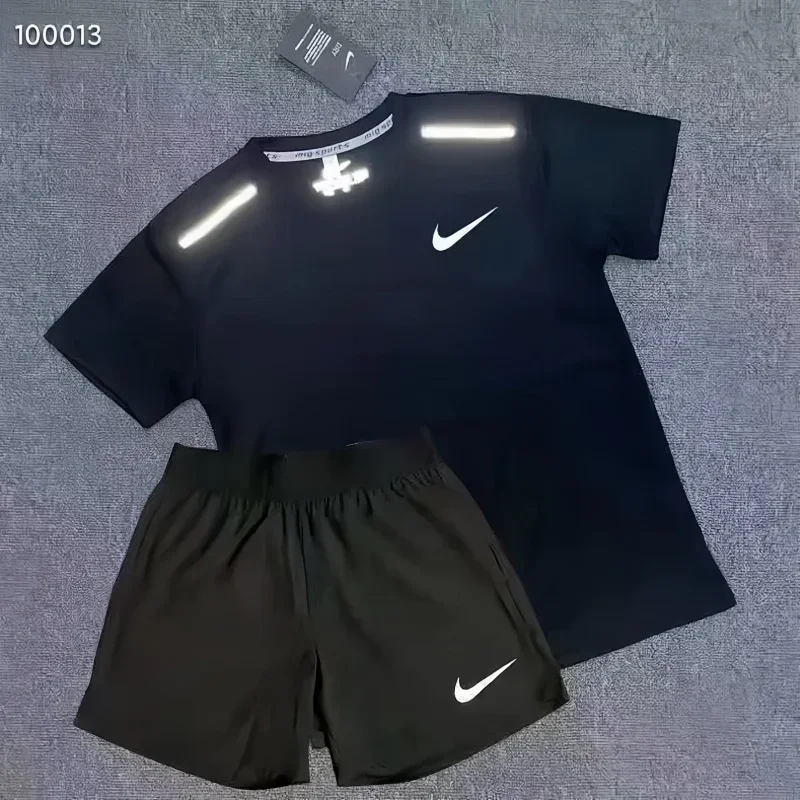 Nike Reflective Black Tee & Shorts Set