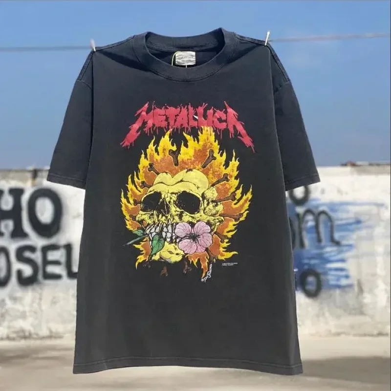 Metallica Flame Skull & Flower T-Shirt