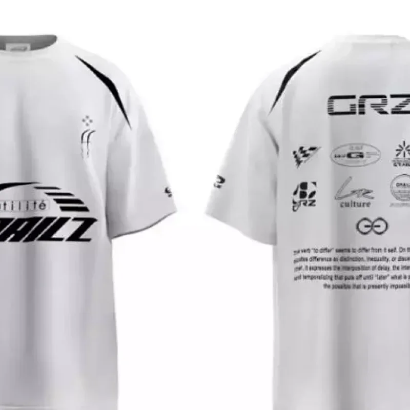 GRAILZ White T-Shirt with Black Graphic Prints