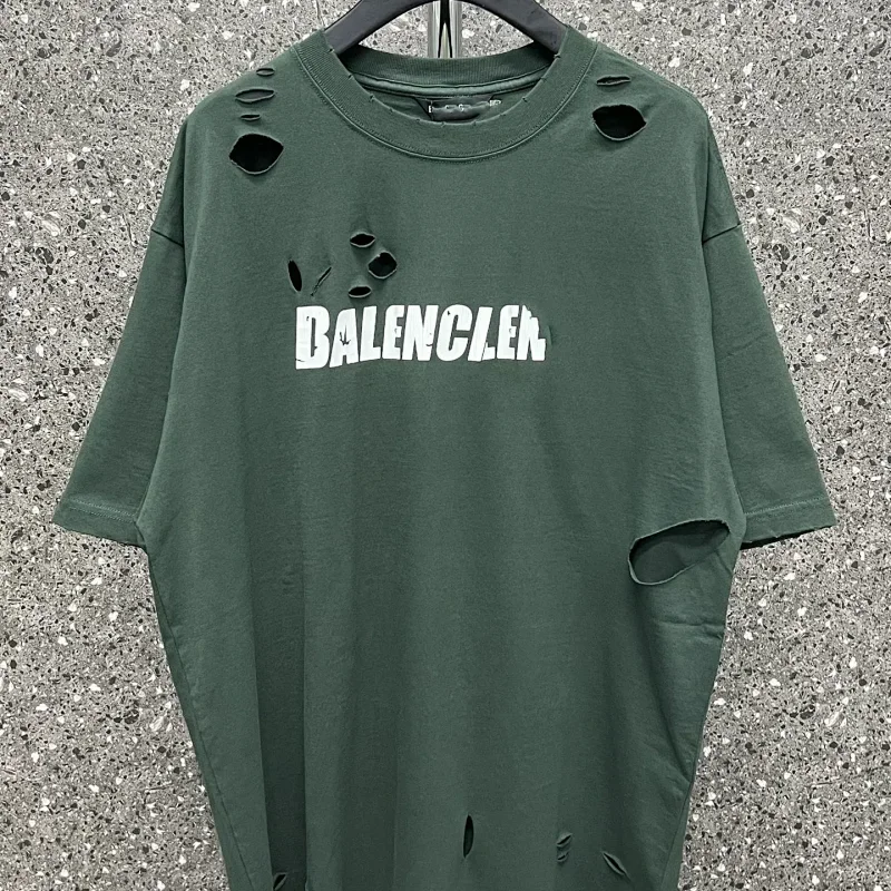 BALENCLER Green Distressed T-Shirt