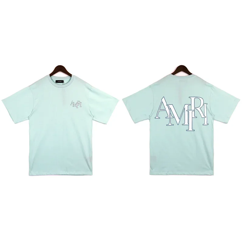 AMIRI Light Blue T-Shirt with Front & Back Logo