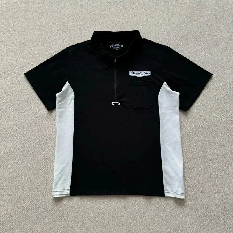 Oakley Black & White Zipper Polo with Sturgis USA Embroidery