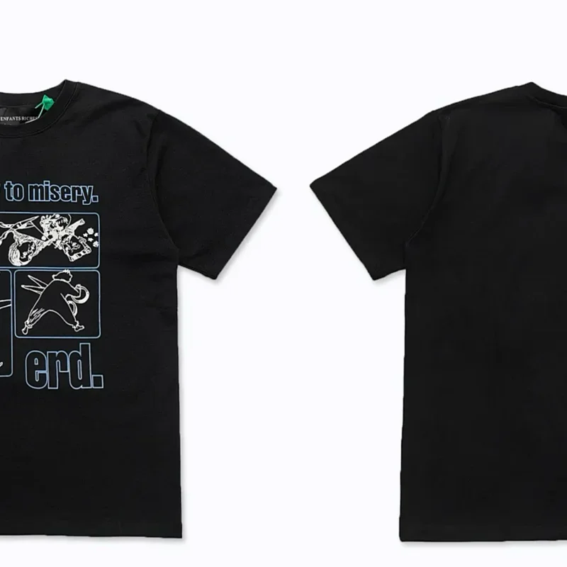 ERD Black T-Shirt "to misery." Graphic Print