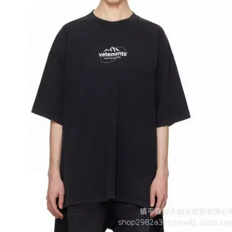 vetements Black T-Shirt Logo & Mountain
