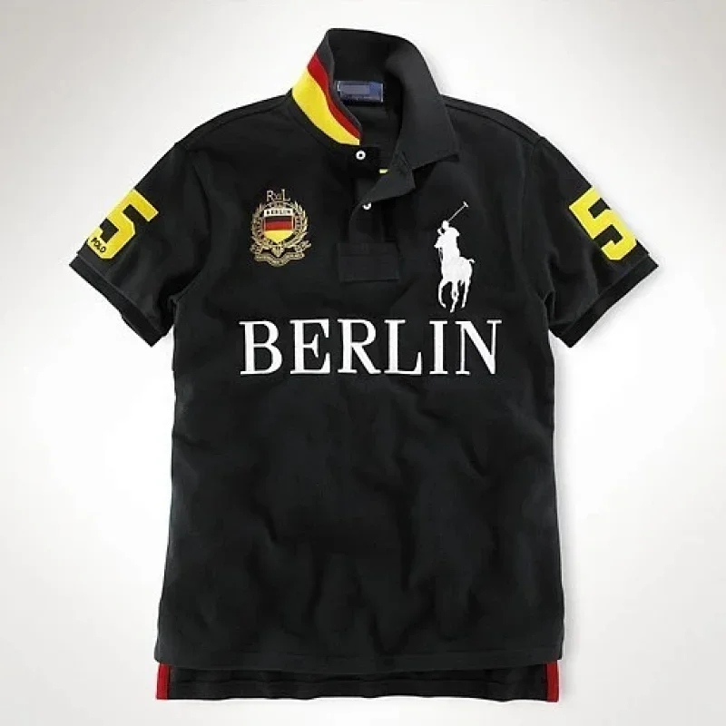 Polo Black T-Shirt: Berlin, Player Logo, Flag & 5
