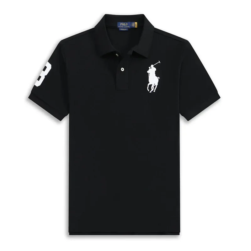 POLO Black T-Shirt with White Player Logo & Sleeve Number