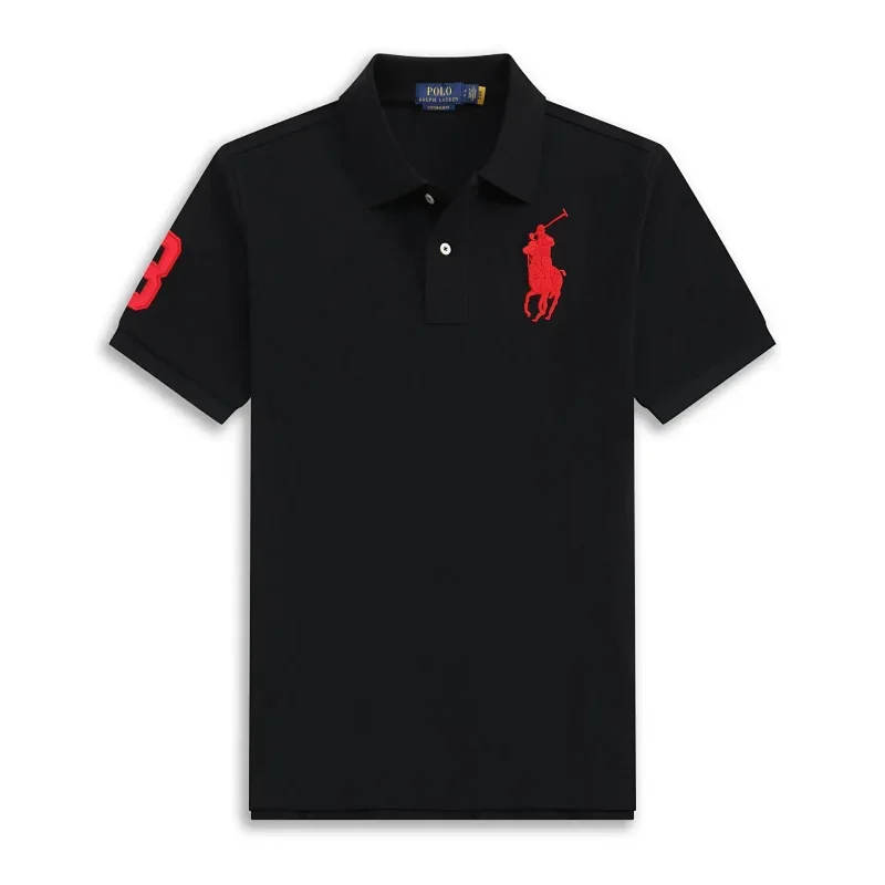 POLO Black T-Shirt with Red Player Embroidery