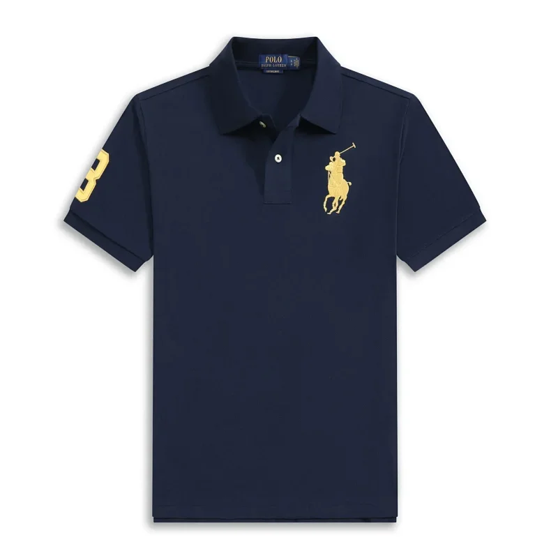 POLO Navy T-Shirt with Golden Embroidery