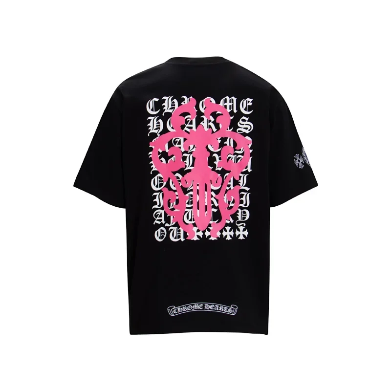 Chrome Hearts Black T-Shirt Pink Logo