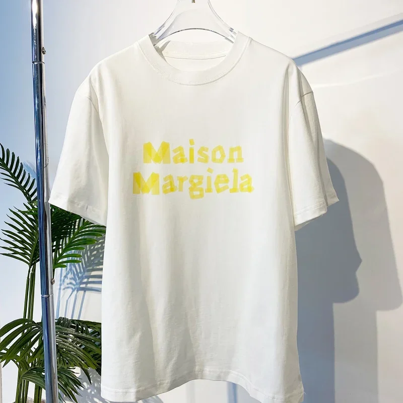 Maison Margiela White T-Shirt Yellow Print