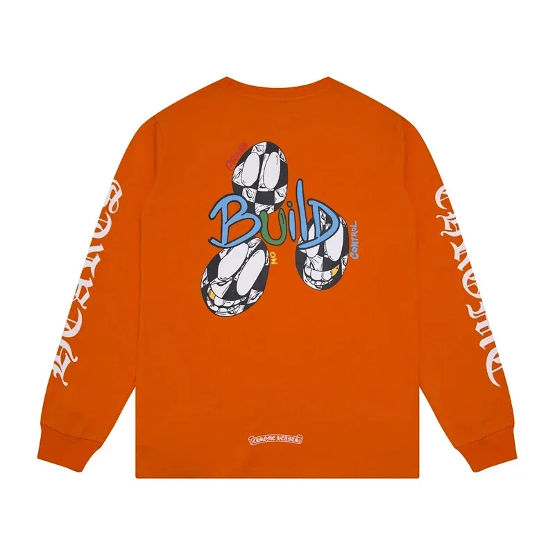 Comic Screee Orange "Build" Graphic Long Sleeve T-Shirt