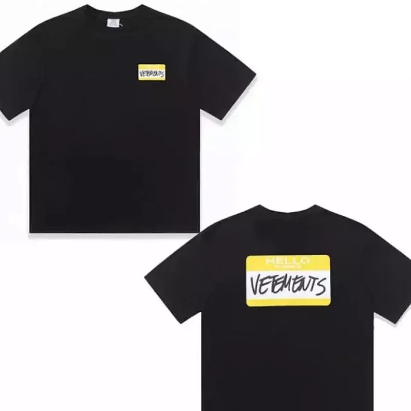 VETEMENTS Black T-Shirt with Front & Back Logo