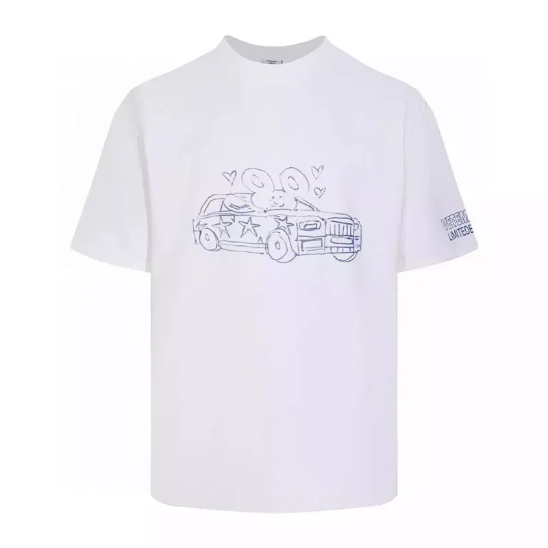 VETEMENTS White T-Shirt Cartoon Car Graphic