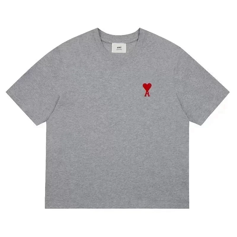 ami Gray T-Shirt Red Heart A Embroidery