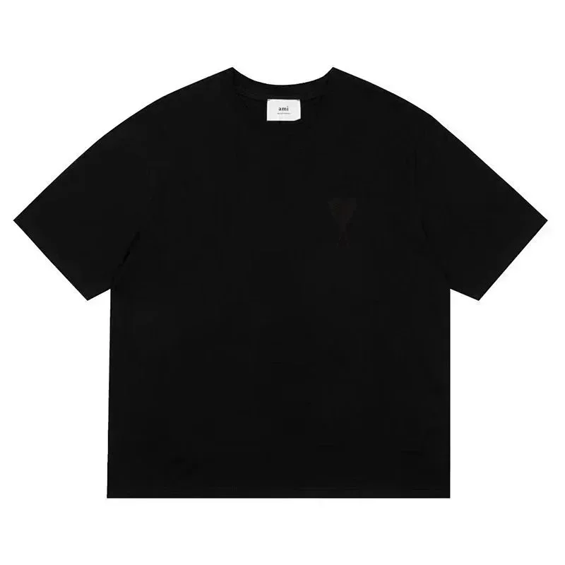 ami Black T-Shirt with Heart Logo
