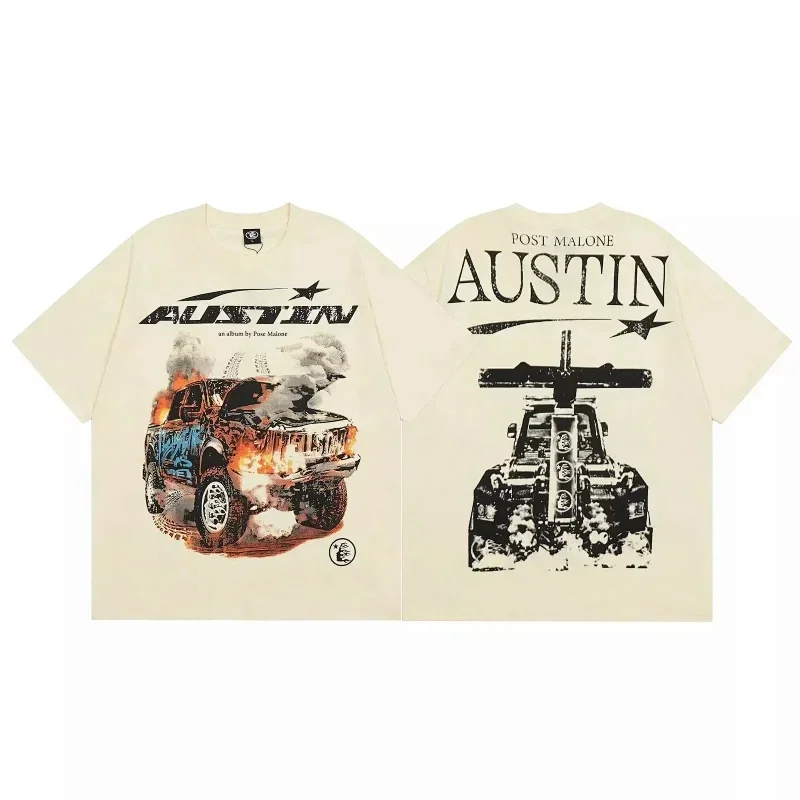 Post Malone Flame & Mechanical Truck T-Shirt (AUSTIN Album)