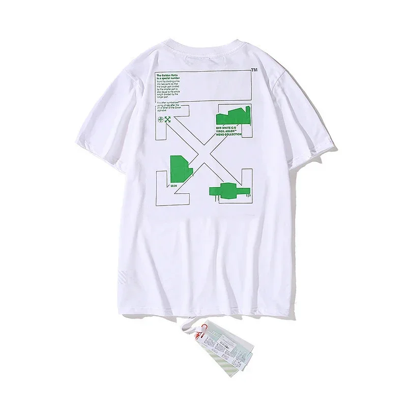 OFF-WHITE Green Geometric Pattern T-Shirt