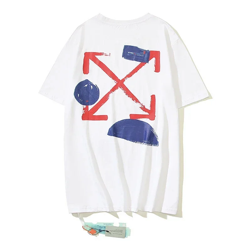 Off-White White T-Shirt Red Arrow Blue Graffiti