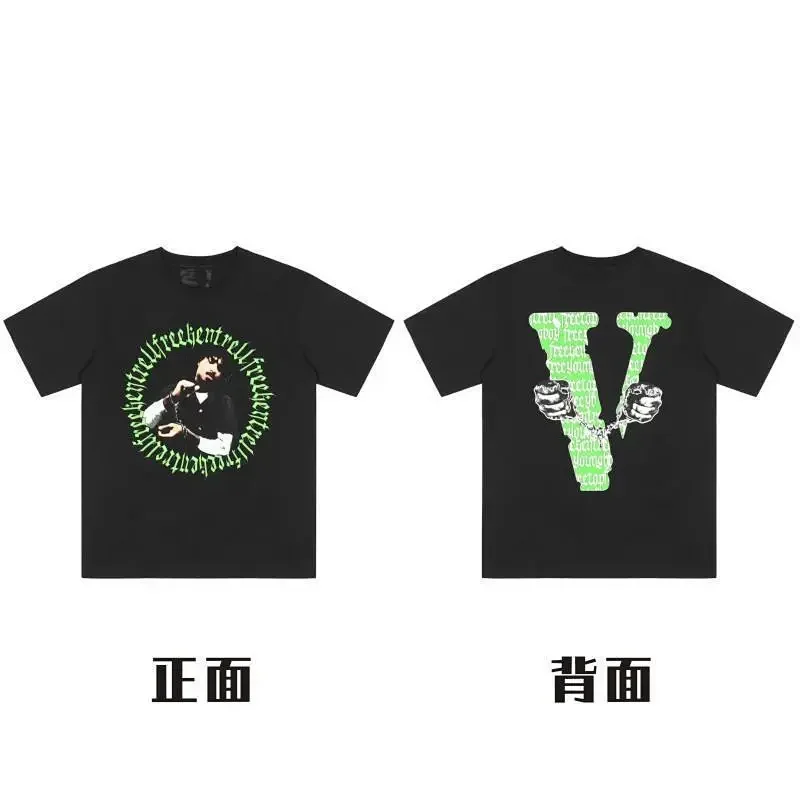 VLONE Black T-Shirt: Handcuffs & Green "V" Design
