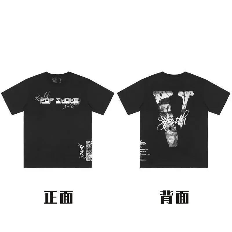 POP SMOKE "V" Portrait Black T-Shirt