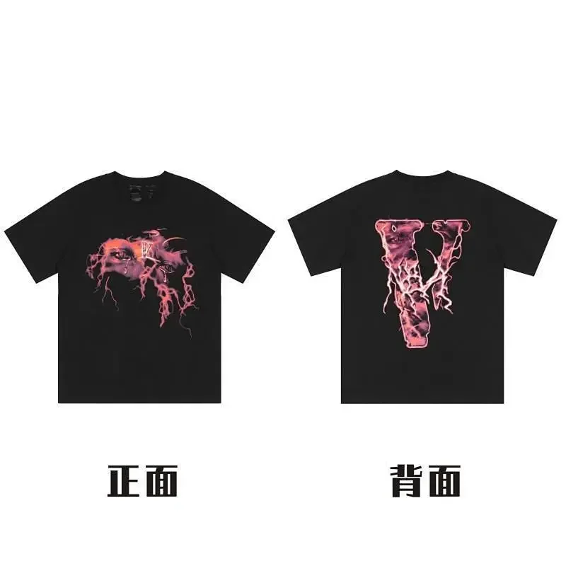 VLONE Black T-Shirt Lightning & V Graphic