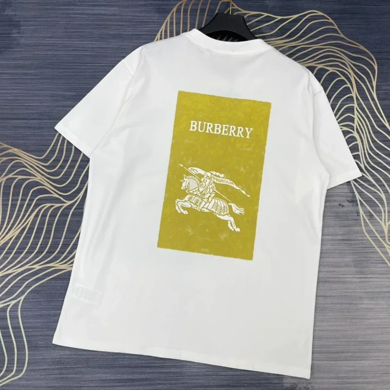 BURBERRY White T-Shirt with Yellow Knight Logo