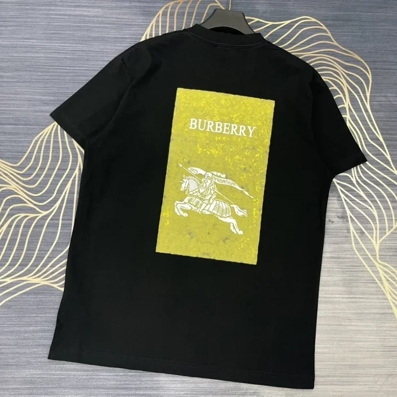 Burberry Black T-Shirt with Yellow Knight Graphic