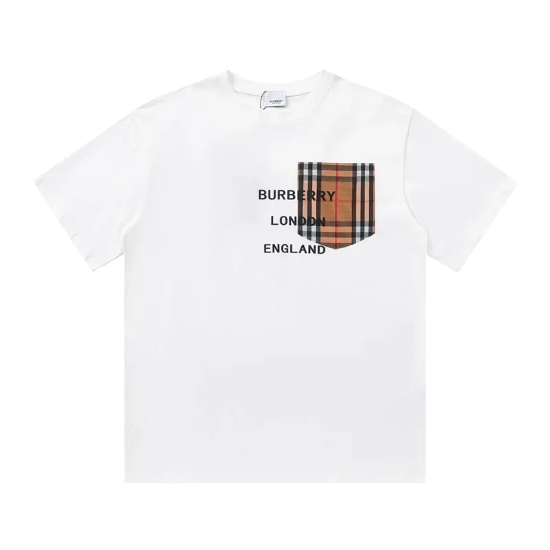 Burberry White T-Shirt with Check Pocket