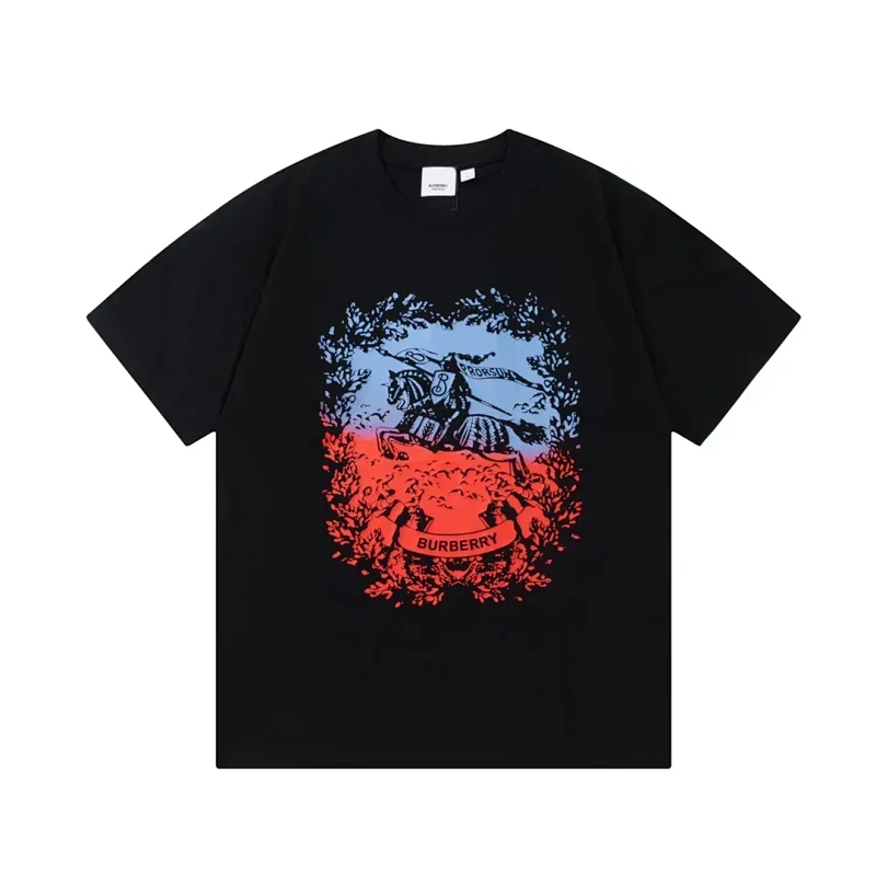 Burberry Black T-Shirt with Blue-Red Knight Print