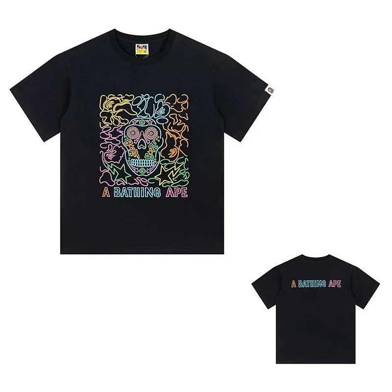 A BATHING APE Colorful Skull Print T-Shirt
