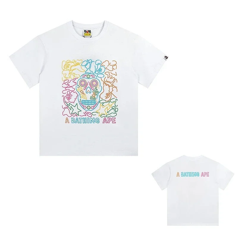 A BATHING APE Colorful Skull Graphic T-Shirt