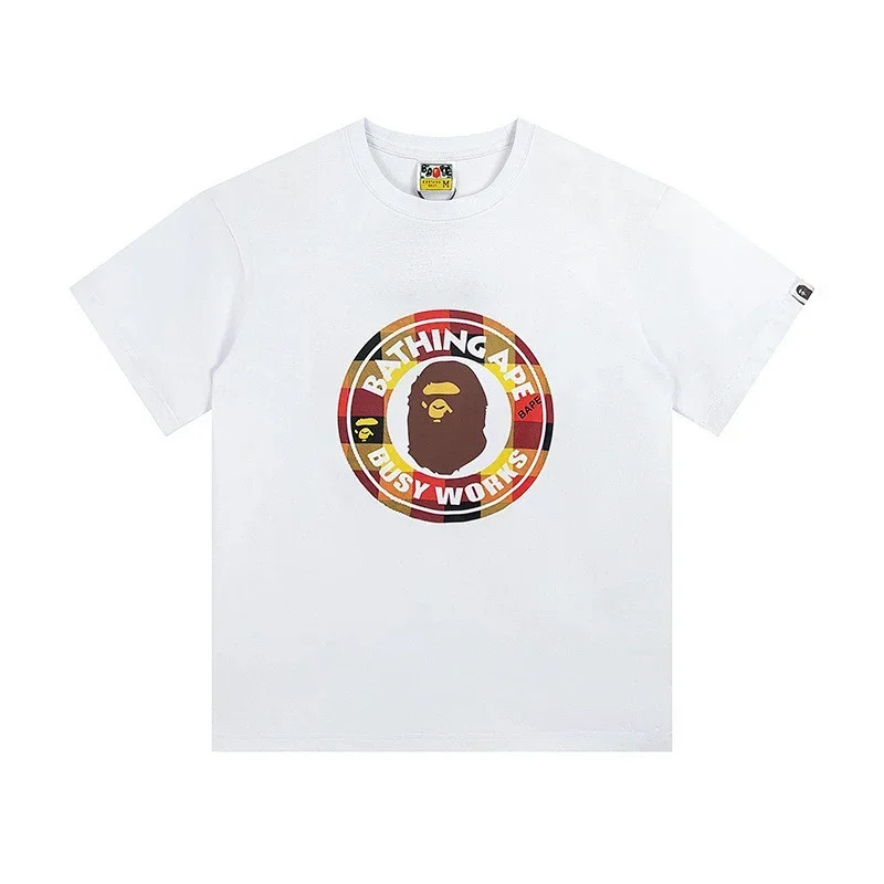 BAPE White T-Shirt: Ape Head & Busy Works Graphic