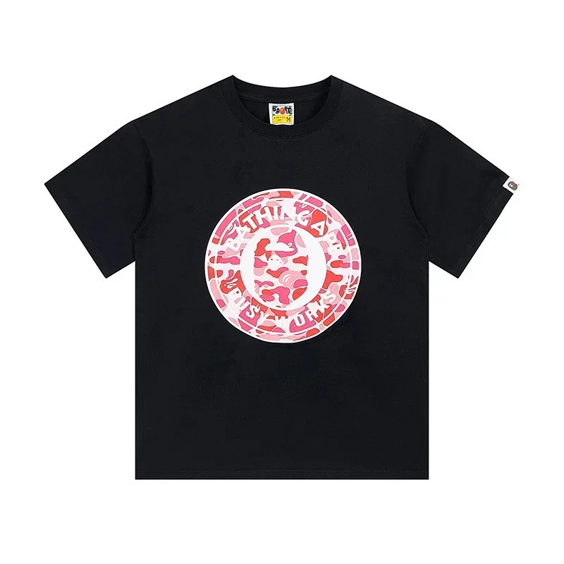 Bape Black T-Shirt Pink Camo Logo
