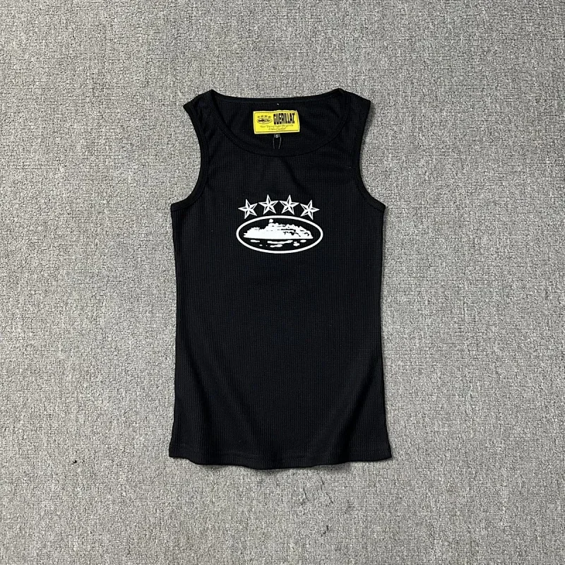 HOODLANT Black Tank Top Star Graphic