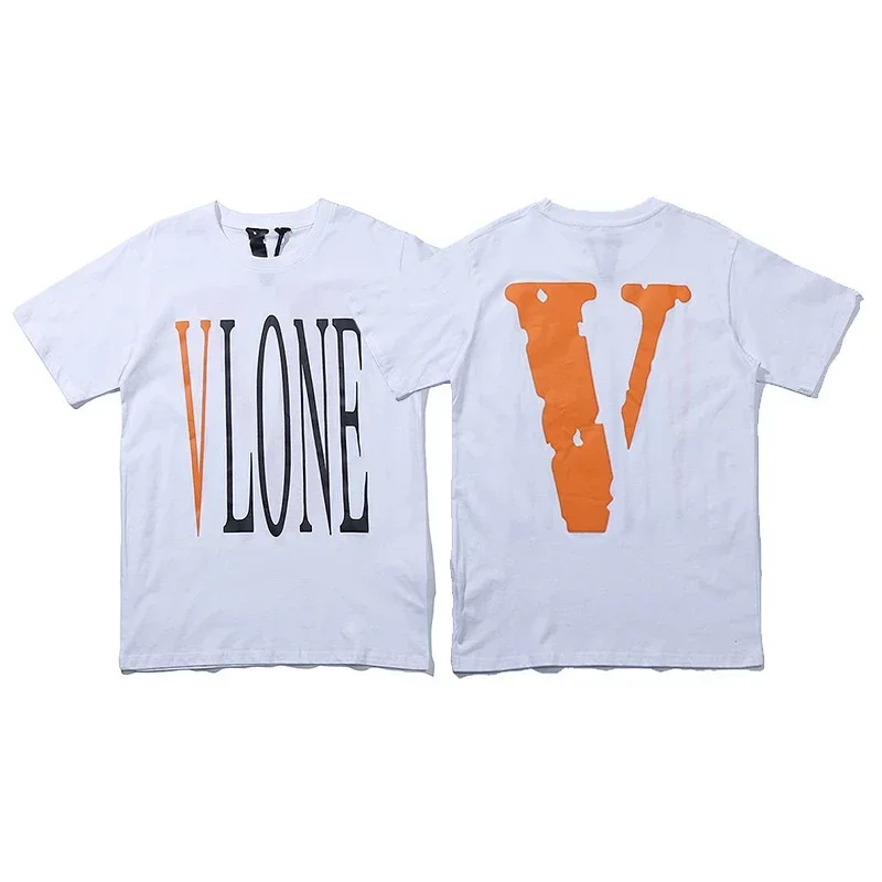 VLONE White T-Shirt Orange V Print