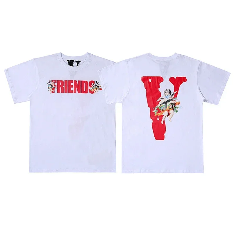 VLONE White T-Shirt "FRIENDS" Angel Print Red V