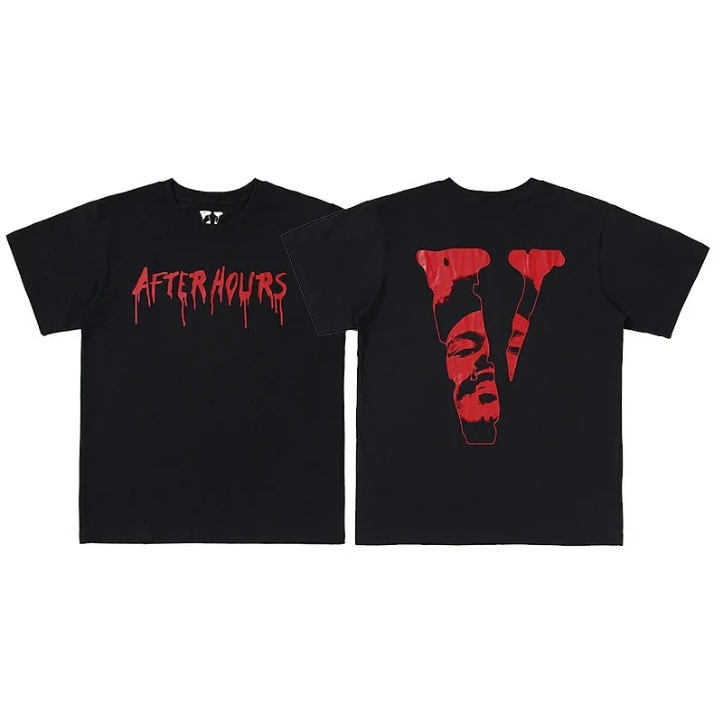 VLONE Black T-Shirt Red "AFTER HOURS" & V-Portrait