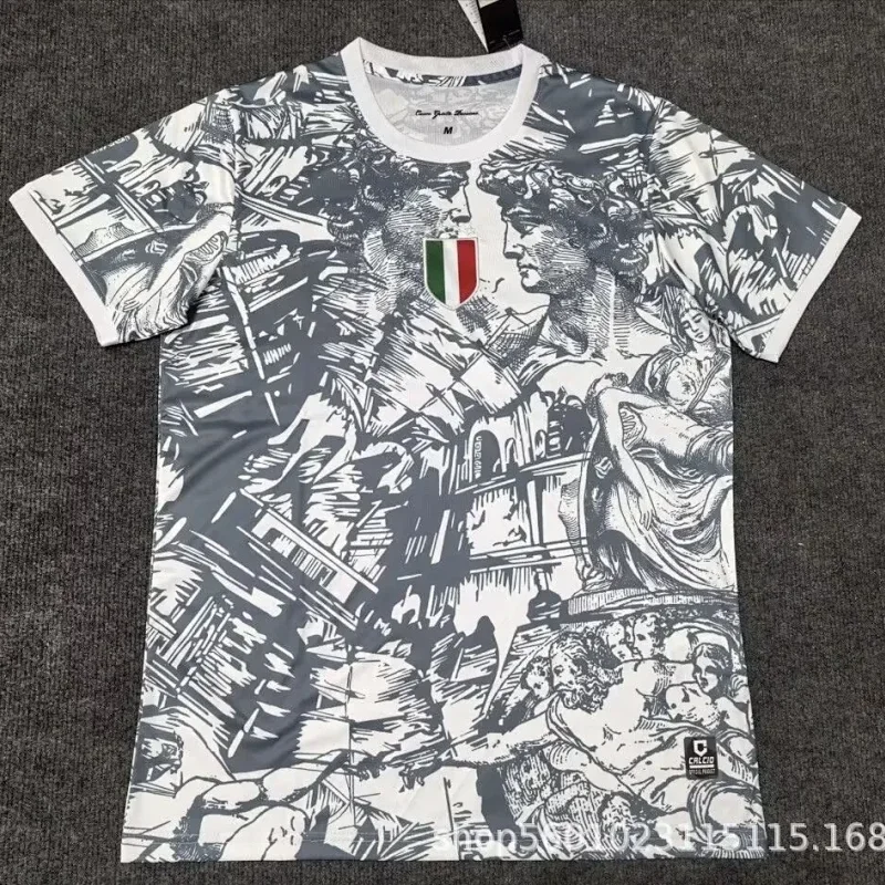 CUCCI White & Gray Art Statue Pattern T-Shirt