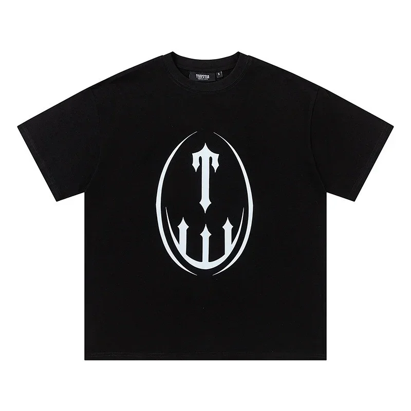 TRAPSTAR Black T-Shirt with White Oval Logo