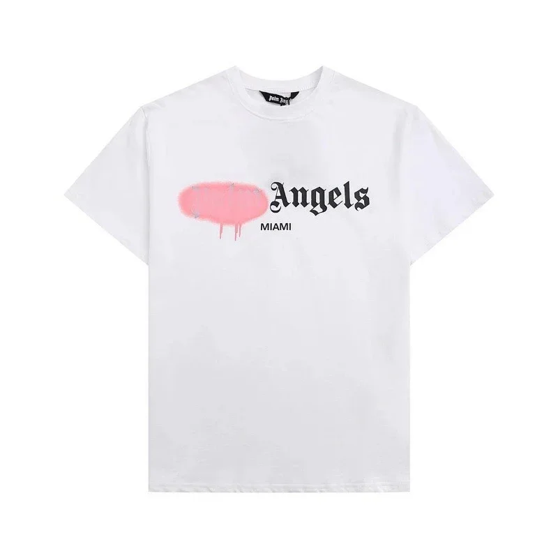 Palm Angels White T-Shirt Pink MIAMI Print