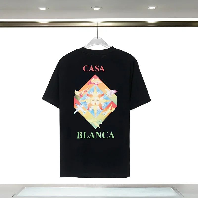 CASA BLANCA Black T-Shirt with Colorful Back Graphic
