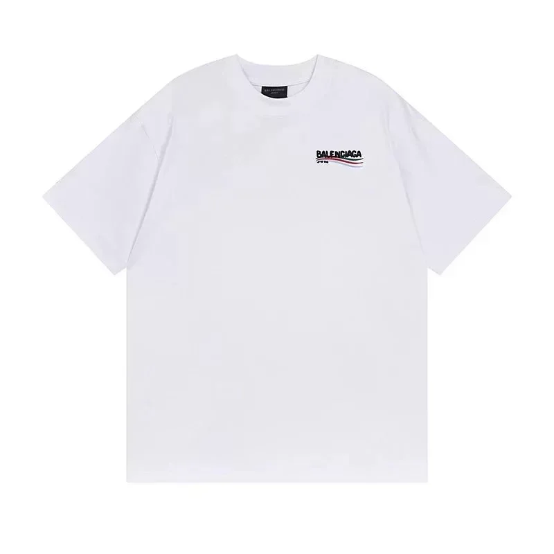 BALENDIPGA White T-Shirt: Chest Logo & Wave
